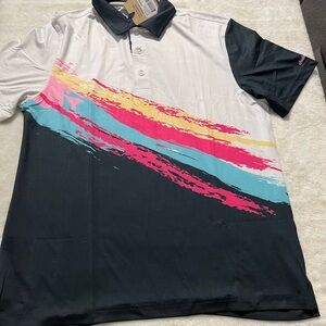Chubbies The Tennis Champ Performance Golf Polo Multicolor Mens Shirt Size M